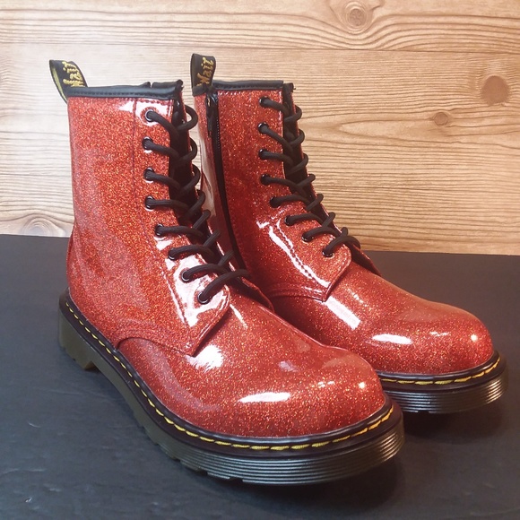 Dr. Martens Shoes Dr Doc Martens 46 Red Glitter Side Zip Boots